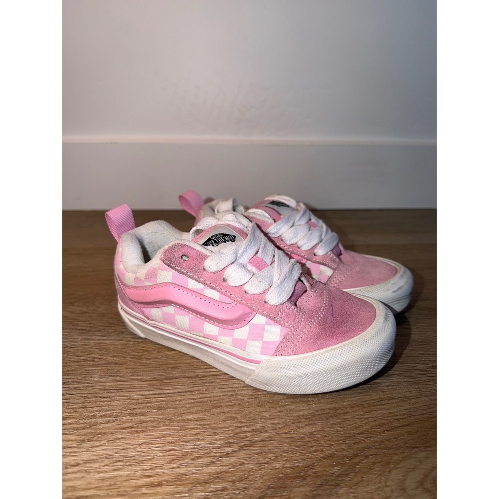 Girl pink checkered vans knu Skools size 12